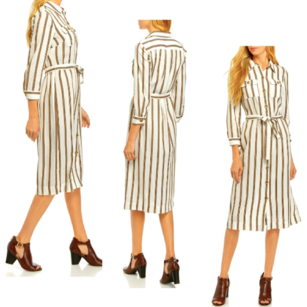 NWT The Limited Long Sleeve Linen Shirt Dress